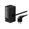 Nabíjacia stanica BASEUS pre Apple - USB-C + USB-A - kábel USB-C + 2x EU schuko - 65 W - čierna Nabíjacia stanica BASEUS pre Apple - USB-C + USB-A - kábel USB-C + 2x EU schuko - 65 W - čierna