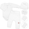Rebrovaná rastúca súprava 4D, zavin. body, nohavice, kabátik a čiapočka, biela Rebrovaná rastúca súprava 4D, zavin. body, nohavice, kabátik a čiapočka, biela
