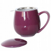 Lesklý purpurový hrnček so sitkom a vrchnákom na bylinky, čaj a lúhovanie Lesklý purpurový hrnček so sitkom a vrchnákom na bylinky, čaj a lúhovanie