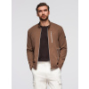 Ombre Men's structured biker jacket with stand-up collar - brown čierna | biela | hnedá L Ombre 5907064514984 Ombre Men's structured biker jacket with stand-up collar - brown čierna | biela | hnedá L Ombre 5907064514984