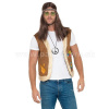 Vesta - HIPPIE - LOOK GROOVY - hnedá, kožušinový lem a potlač - XL Vesta - HIPPIE - LOOK GROOVY - hnedá, kožušinový lem a potlač - XL