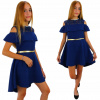 Dievčenské šaty - Šaty pred kolenom (módny šatník Natalia) Veľkosť 152 (Formálne námornícke modré gala šaty s pásom 152) Dievčenské šaty - Šaty pred kolenom (módny šatník Natalia) Veľkosť 152 (Formálne námornícke modré gala šaty s pásom 152)