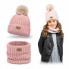 Zimná Súprava pre Dievčatá Ružová Zateplená Čiapka s Nákrčníkom Zimná Súprava pre Dievčatá Ružová Zateplená Čiapka s Nákrčníkom