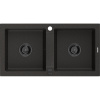 Mexen Mario, granitový drez 820x436x161 mm, 2-komorový, čierna-zlatá metalíza s čiernym sifónom, 6504822000-75-B Mexen Mario, granitový drez 820x436x161 mm, 2-komorový, čierna-zlatá metalíza s čiernym sifónom, 6504822000-75-B