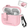 AppleMix Puzdro / obal pre Apple AirPods Pro 3 - s textúrou Litchi - guma / plast - s funkciou stojana / zámku / karabínky - ružové AppleMix Puzdro / obal pre Apple AirPods Pro 3 - s textúrou Litchi - guma / plast - s funkciou stojana / zámku / karabínky - ružové