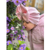 Detská čiapka / Turban s Mašľou, rebrovaná bavlna BABY PINK. Detská čiapka / Turban s Mašľou, rebrovaná bavlna BABY PINK.
