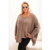 Legínovo Dámsky sveter Plus Size s akrylom vo voľnom strihu a 3/4 rukávom hnedý Farba: Olivová, Veľkosť: UNI Legínovo Dámsky sveter Plus Size s akrylom vo voľnom strihu a 3/4 rukávom hnedý Farba: Olivová, Veľkosť: UNI