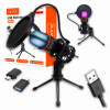 Štúdiový kondenzátorový mikrofón pre PC, herný, RGB, USB-C, USB 3.0 Štúdiový kondenzátorový mikrofón pre PC, herný, RGB, USB-C, USB 3.0