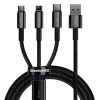 Baseus - Dátový kábel Tugsten Gold 3v1 (CAMLTWJ-01) - USB na Type-C, Lightning, Micro-USB 3,5A, 1,5m - čierny Baseus - Dátový kábel Tugsten Gold 3v1 (CAMLTWJ-01) - USB na Type-C, Lightning, Micro-USB 3,5A, 1,5m - čierny