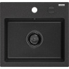 Mexen Milo, granitový drez 435x410x171 mm, 1-komorový, čierna-strieborná metalíza s čiernym sifónom, 6505441000-73-B Mexen Milo, granitový drez 435x410x171 mm, 1-komorový, čierna-strieborná metalíza s čiernym sifónom, 6505441000-73-B