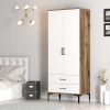 Šatníková skriňa Kumsal T - Walnut, White Šatníková skriňa Kumsal T - Walnut, White