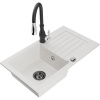 Mexen Pablo žulový drez 1-komorový s odkvapkávačom a kuchynskou batériou Savita, biely - 6510-20-672601-70 Mexen Pablo žulový drez 1-komorový s odkvapkávačom a kuchynskou batériou Savita, biely - 6510-20-672601-70