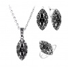 B-TOP Vintage 3-dielna postriebrená súprava s čiernymi kryštálmi Velikost prstenu: 57mm B-TOP Vintage 3-dielna postriebrená súprava s čiernymi kryštálmi Velikost prstenu: 57mm