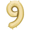 PartyDeco Fóliový balón číslo 9 zlatý 86 cm PartyDeco Fóliový balón číslo 9 zlatý 86 cm