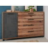 Komoda so zásuvkami Sarnia, zrubové dosky / tmavý betón Komoda so zásuvkami Sarnia, zrubové dosky / tmavý betón