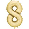 PartyDeco Fóliový balón číslo 8 zlatý 86 cm PartyDeco Fóliový balón číslo 8 zlatý 86 cm