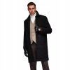 Ombre pánsky kabát čierny klasický do polovice stehna OM-COWC-0135, veľkosť XXL Ombre pánsky kabát čierny klasický do polovice stehna OM-COWC-0135, veľkosť XXL