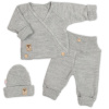 Rastúci pletený zavinovací svetrík, nohavice a čiapky, 3D - šedá Rastúci pletený zavinovací svetrík, nohavice a čiapky, 3D - šedá