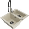 Mexen Carlos granitový drez 1,5-komorový s kuchynskou batériou Aster, béžový - 6518-69-73450-07-B Mexen Carlos granitový drez 1,5-komorový s kuchynskou batériou Aster, béžový - 6518-69-73450-07-B