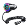 Joyroom JR-CL25 nabíjací adaptér do auta s 2 x USB A portom, Lightning kábel, PD17W, čierny Joyroom JR-CL25 nabíjací adaptér do auta s 2 x USB A portom, Lightning kábel, PD17W, čierny