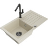 Mexen Pablo žulový drez s 1 komorou s odkvapkávacou doskou a kuchynskou batériou Flora, béžový - 6510-69-670401-70-B Mexen Pablo žulový drez s 1 komorou s odkvapkávacou doskou a kuchynskou batériou Flora, béžový - 6510-69-670401-70-B