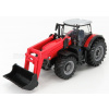 Massey Ferguson 8740S Tractor With Front Loader Scraper 1:50 Bburago červená Massey Ferguson 8740S Tractor With Front Loader Scraper 1:50 Bburago červená