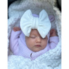 Detská čiapka / Turban s Mašľou, VELVET SMOTANOVÁ Detská čiapka / Turban s Mašľou, VELVET SMOTANOVÁ