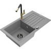 Mexen Pablo granitový drez 1-komorový s odkvapkávacou plochou a kuchynskou batériou Flora, šedý - 6510-71-670401-57-B Mexen Pablo granitový drez 1-komorový s odkvapkávacou plochou a kuchynskou batériou Flora, šedý - 6510-71-670401-57-B