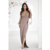 Bicotone Dlhé šaty s flitrovanými rukávmi IMANI Farba: Hnedá, Veľkosť: 34 Bicotone Dlhé šaty s flitrovanými rukávmi IMANI Farba: Hnedá, Veľkosť: 34