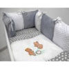 Vankúšikový mantinel s Minky s obliečkami s výšivkou - šedá, biela, srdiečka - Hojdačka Vankúšikový mantinel s Minky s obliečkami s výšivkou - šedá, biela, srdiečka - Hojdačka