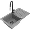 Mexen Pablo žulový drez s 1 komorou a odkvapkávačom a kuchynskou batériou Savita, sivý - 6510-71-672601-70-B Mexen Pablo žulový drez s 1 komorou a odkvapkávačom a kuchynskou batériou Savita, sivý - 6510-71-672601-70-B