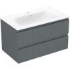 Mexen Rivel kúpeľňová skrinka 80 cm s umývadlom Vela, 2 zásuvky, ryhovaná, grafit mat/biela mat - Mexen Rivel kúpeľňová skrinka 80 cm s umývadlom Vela, 2 zásuvky, ryhovaná, grafit mat/biela mat -