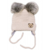 Zimná čiapka s fleecom Teddy Bear - chlupáčk. bambuľky - béžová Zimná čiapka s fleecom Teddy Bear - chlupáčk. bambuľky - béžová