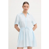 Tommy Hilfiger letné šaty ľanové WW0WW48950 modrá XL Tommy Hilfiger letné šaty ľanové WW0WW48950 modrá XL