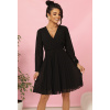 Čierne dámske plisované šaty s dlhými rukávmi a výstrihom CAMILLA 313-17 XS Čierne dámske plisované šaty s dlhými rukávmi a výstrihom CAMILLA 313-17 XS