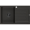 Mexen Bruno, granitový drez 795x495x200 mm, 1-komorový, čierna so zlatou metalízou a čiernym sifónom, 6513791010-75-B Mexen Bruno, granitový drez 795x495x200 mm, 1-komorový, čierna so zlatou metalízou a čiernym sifónom, 6513791010-75-B