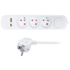 Solight prodlužovací přívod 3 zásuvky, USB A+C 20W PD, 5m, 3 x 1mm2, bílý, vypínač Solight prodlužovací přívod 3 zásuvky, USB A+C 20W PD, 5m, 3 x 1mm2, bílý, vypínač
