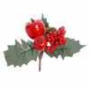 Vian. konár listy, červ. bobule, jablko, šiška 13cm Vian. konár listy, červ. bobule, jablko, šiška 13cm