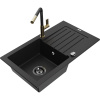 Mexen Pablo žulový drez s 1 komorou s odkvapkávačom a kuchynskou batériou Flora, čierny - 6510-77-670401-57-B Mexen Pablo žulový drez s 1 komorou s odkvapkávačom a kuchynskou batériou Flora, čierny - 6510-77-670401-57-B