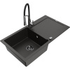 Mexen Leo Granitový kuchynský drez 1-komorový s odkvapkávačom a kuchynskou batériou Aster, čierny/zlatý metalický Mexen Leo Granitový kuchynský drez 1-komorový s odkvapkávačom a kuchynskou batériou Aster, čierny/zlatý metalický