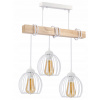 BERGE LED závesné stropné svietidlo, drevený trám, 3xE27, drôtená guľa - biela BERGE LED závesné stropné svietidlo, drevený trám, 3xE27, drôtená guľa - biela