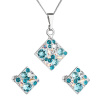 Sada šperkov s kryštálmi Swarovski náušnice, retiazka a prívesok modrý kosoštvorec 39126.3 turquoise Sada šperkov s kryštálmi Swarovski náušnice, retiazka a prívesok modrý kosoštvorec 39126.3 turquoise