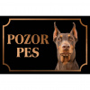 Doberman - Kovová tabuľka POZOR PES Doberman - Kovová tabuľka POZOR PES