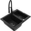 Mexen Carlos žulový kuchynský drez s 1,5 komorou a batériou Aster, čierny - 6518-77-73450-70-B Mexen Carlos žulový kuchynský drez s 1,5 komorou a batériou Aster, čierny - 6518-77-73450-70-B