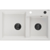 Mexen Tomas, granitový drez 800x500x190 mm, 2-komorový, biela s čiernym sifónom, 6516802000-20-B Mexen Tomas, granitový drez 800x500x190 mm, 2-komorový, biela s čiernym sifónom, 6516802000-20-B
