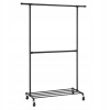 SONGMICS Stojan na šaty pojazdný 2 závesné rúrky čierny 110 kg SONGMICS Stojan na šaty pojazdný 2 závesné rúrky čierny 110 kg
