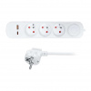 Solight Predlžovací kábel 3Z + USB A + USB C - 2m, vypínač, 3x1,0, biela Solight Predlžovací kábel 3Z + USB A + USB C - 2m, vypínač, 3x1,0, biela