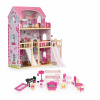 ECOTOYS Drevený domček pre bábiky s terasou a šmýkačkou