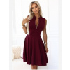 Numoco 573-4 Exkluzívne šaty s rozšíreným spodným dielom a zipsom - vínové Numoco 573-4 Exkluzívne šaty s rozšíreným spodným dielom a zipsom - vínové