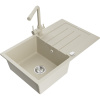 Mexen Bruno granitový kuchynský drez 1-komorový s odkvapkávačom a kuchynskou batériou Duero, béžový - 6513-69-671600-69 Mexen Bruno granitový kuchynský drez 1-komorový s odkvapkávačom a kuchynskou batériou Duero, béžový - 6513-69-671600-69